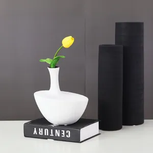 Personalised Tall Thin Large Big White Black Small Bore Ceramic Vase For Living Room TV Bench thumbnail-4