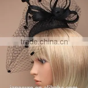 Wholesale Chuch/Races Top Hat,Black Sinamay Base Hat Fascinator With Feather thumbnail-2