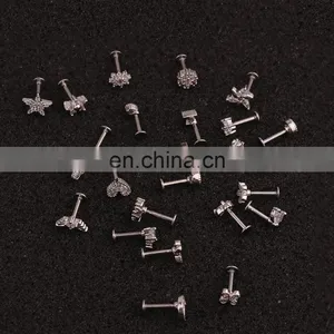 6mm Gold Straight Stainless, Steel Barbell Flat Back Labret Lip Ring Ear Daith Tragus Helix Rook Piercing Jewelry/ thumbnail-5