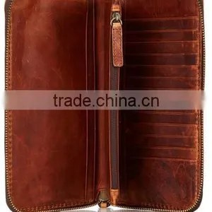 Vintage Cowhide Leather Clutch Wallet Travel Organizer Wallet for Men thumbnail-3
