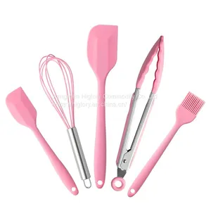 Wholesale Kitchen Accessories 5Pcs Heat Resistant Food Silicone Kitchen Utensils Cooking Spatula Set thumbnail-3