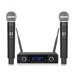 2021 Professional Handheld Cordless Dual Multi Channel Vocal Mic BT Wireless Microphone for Karaoke Streaming thumbnail-1