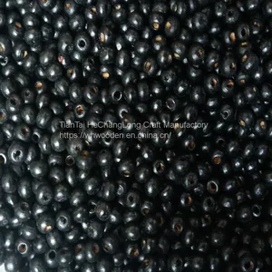 The Manufacturer Directly Supplies Small Black Wood Beads 4mm Wood Beads, Scattered Colored Wood Beads, Wooden Round Balls, Wooden Half Hole Beads thumbnail-1
