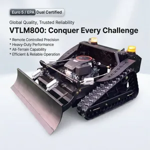 Industrial Grade All-Terrain Crawler Remote Controlled Brush Mower 60° VTLM800 800mm With Snow Blade thumbnail-1