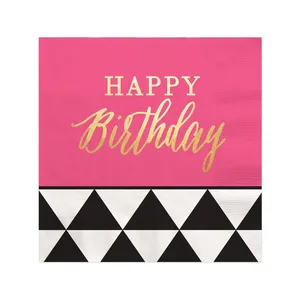 Ningbo PartyKing 3-Ply, Pack of 50 Party Decorative Paper Napkins Color Printed With Gold Foil Cocktail Luncheon Napkins thumbnail-2