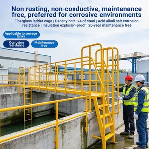 Chemical Resistant GRP Ladder With Safety Cage Insulated Fiberglass Vertical Climb Ladder for Chemical Plant thumbnail-2