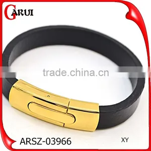 2016 New Fashion Customize Genuine Leather Bracelet For Man Magnetic Punk Bracelet thumbnail-1