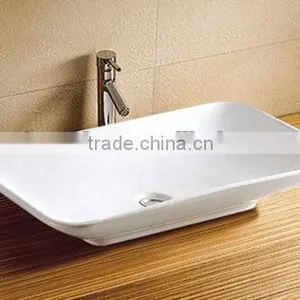 Bathrooms Design Countertop Rectangular White Ceramic Art Basin thumbnail-3