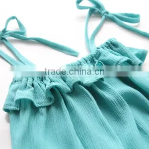 2016 Summer Baby Infant Children's Clothing Baby Girl Clothes Sling Pure Color Jmpsuit Ruffle Cotton Rompers thumbnail-5