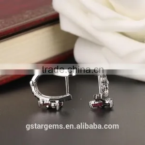 1.5CT Genuine Tourmaline Earring Clip on Earrings 925 Silver 2 Tone Rhodium Plating thumbnail-3