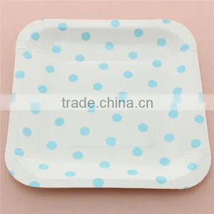 China Wholesale Fancy Dotted 7 Inch Square Paper Plates thumbnail-3