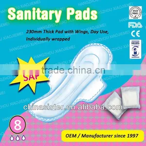 230mm Sanitary Pads, Thick Pad With Wings, FDA, CE Certified thumbnail-1