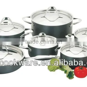 2015 New Products 12PCS High German Quality 2.5mm Hard Anodized Aluminium Cookware Set With Stainless Steel Lid For Wholesale thumbnail-1