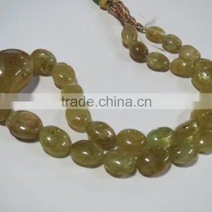RARE Natural Chrysoberyl Cat's Eye Oval Stone Bead Necklace thumbnail-5