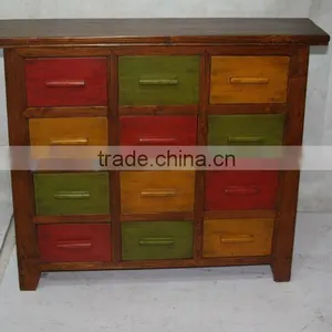 Chinese Antique Colorful Filing Cabinet thumbnail-1