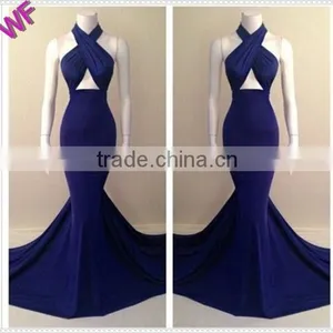 Custom Made Women Halter Long Floral Hem Navy Maxi Dress Quality Choice thumbnail-1
