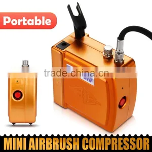 Yellow HS08 Mini Portable Airbrush Compressor Set With UK Adapter for Hobby Cosmetics Nail Tattoo Makeup Body Paint AS-33 thumbnail-6