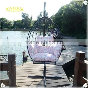 Outdoor Furniture Metal Egg Hanging Chair Swing White thumbnail-4