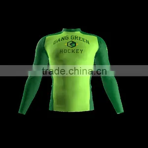 Polyester Spandex Long Sleeves Gang Green Compression Shirt/Rash Guard With Club Logo Player Name and Numbers at Sleeves thumbnail-1
