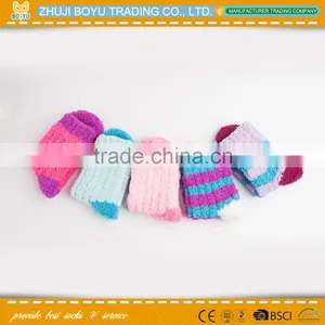 BY-161614 Women's Warm Socks; Microfiber Terry-loop Hosiery Colord Girl's Striped Scok thumbnail-3