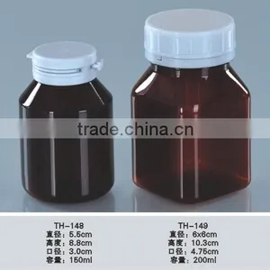 Round 150ml Medicine Amber Plastic PET Bottle With Tear off Cap thumbnail-1