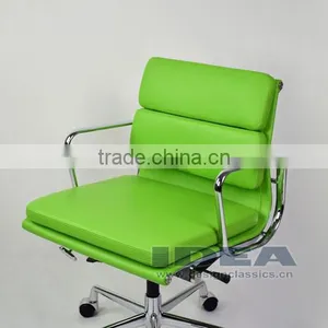 Replica Charles and Ray EA217 Low Back Soft Pad Desk Chair - Salad Green Color Genuine Leather thumbnail-6
