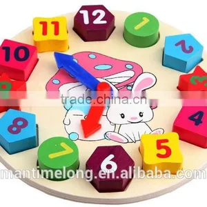 Wooden Toy Digital Geometry Clock Children's Educational Toy Building Blocks thumbnail-1