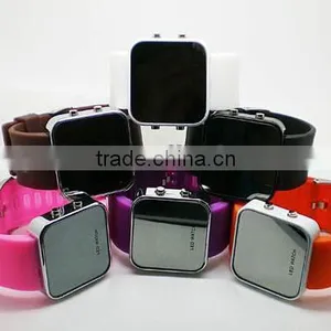 Unisex Fashionable Silicone Sport Mixed Colorful Color Led Mirror Watches thumbnail-5