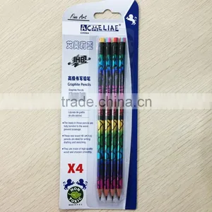 Standard Size Soft Wood Round Shape Heat Rolling Rainbow Laser HB Pencil in Blister Card thumbnail-1