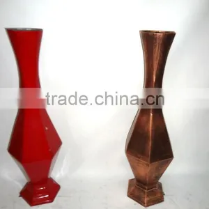 Aluminium Vase, Red Color Enamel Vase, Flower Vase, Modern Vase, Wedding Vase thumbnail-1