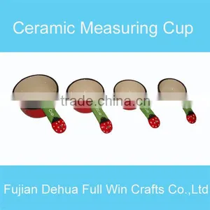 Set of 4 Hand-painted Ceramic Measuring Cups thumbnail-1
