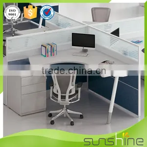 YS-SW09 Modern Design Cubicle Office Workstation Furniture 4 Seats Face To Face MFC Board Panel And Glass Partition thumbnail-2