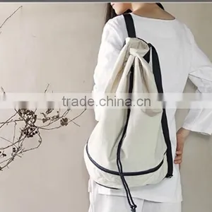 Wholesale Custom High Quality White Large Capacity Sling and Double Shoulders Cotton Canvas Yoga Bag Backpack thumbnail-4