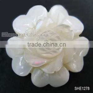 Fashion Carved Flower Shell Pendant Cabochon thumbnail-1