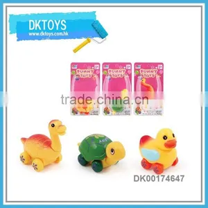 Kids Funny Playing Wind Up Toys Plastic Little Animals With Wheel thumbnail-1