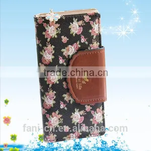 2015 Latest New Design Red Clutch Bifold Purse Walletl With Flower Printed for Woman thumbnail-3