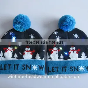 Hot Sale Knitted Christmas Hat Crochet Led Beanie Hats thumbnail-2