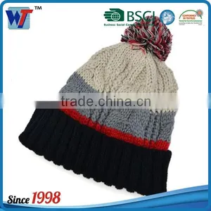 Korean Colorful Lovely Knitted Slouchy Beanie Cap With Pom Pom thumbnail-3