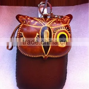 High Quality Genuine Leathter Coin Purse Owl Face Animal Leather Coin Purse, Coin Case thumbnail-3