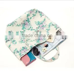 Flower Cotton Canvas Natural School Arts Bag Picnic Tote Shopping Bag thumbnail-2
