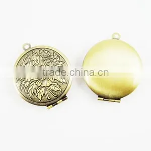 27mm Vintage Style Round Antiqued Bronze Flower Photo Locket Pendant Charm DIY Supplies 1111003 thumbnail-1