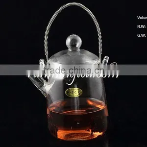 Heat Resistant Borocilicate Tall Glass Flower Tea Pot / Teapot With Stainless Steel Insert Spout - 380ml thumbnail-1