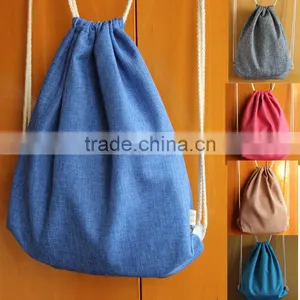 2016 Wholesale High Quality Canvas Drawstring Backpack Bag for Promotion thumbnail-1