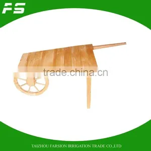 Floorstanding Natural Color Outdoor Wooden Garden Flower Trolley Shelf thumbnail-1