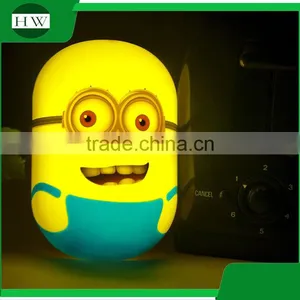 Children Plastic Mini Cartoon Minion Electric Plug Socket Led Sensor Day Night Lamp Light thumbnail-5
