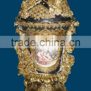Birds and Flowers Decorated Ceramic Jar, Hand Painted Luxury Designed Jar thumbnail-5