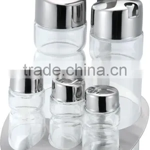 Condiment Holder Set Condiment Container&crue-stand Salt and Pepper Set With Rack thumbnail-1