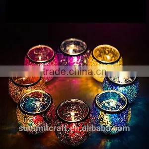 Unique Mini Tealight Mosaic Glass Candle Holder thumbnail-1