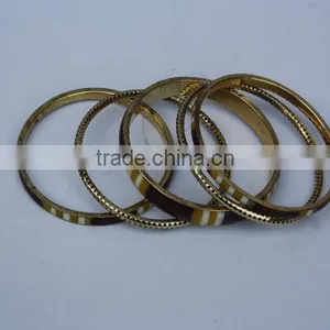 Brass and Resin Mosaic Bracelets Set of Five Pcs thumbnail-1