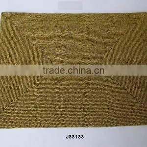 Wooden Bead Place Mats in Light Colour Available in Other Colours Also thumbnail-1